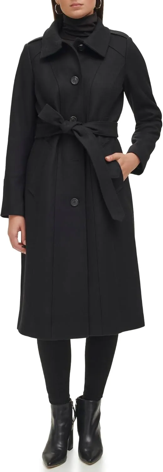 Kenneth Cole Women's Belted Wool Blend Military Coat