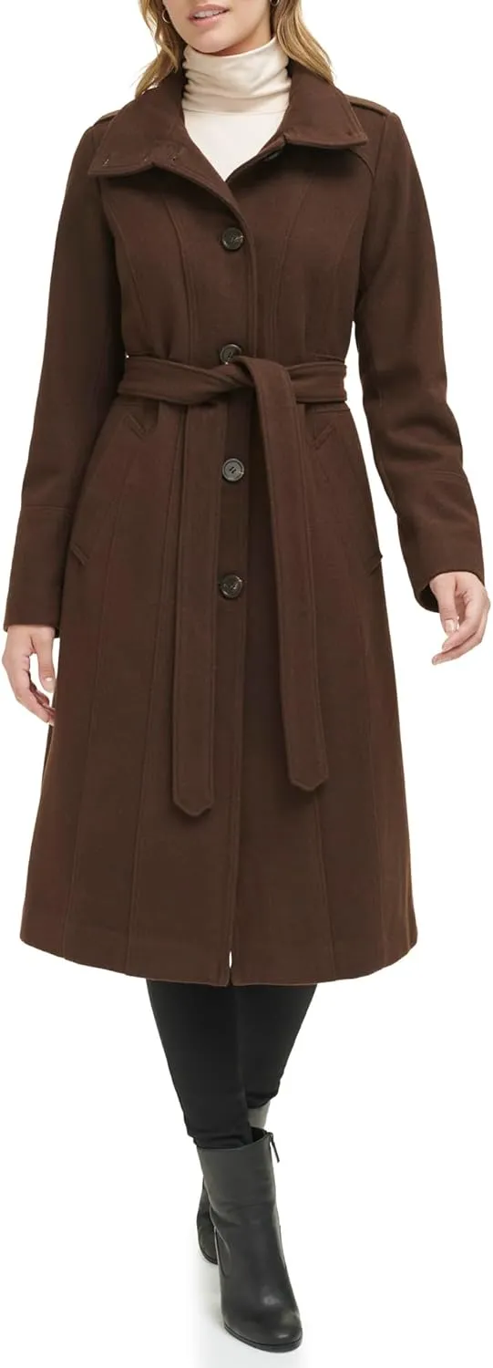 Kenneth Cole Women's Belted Wool Blend Military Coat