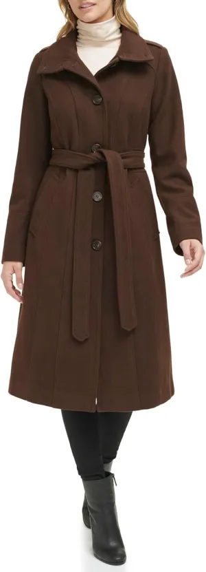 Kenneth Cole Women's Belted Wool Blend Military Coat