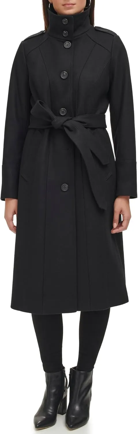 Kenneth Cole Women's Belted Wool Blend Military Coat