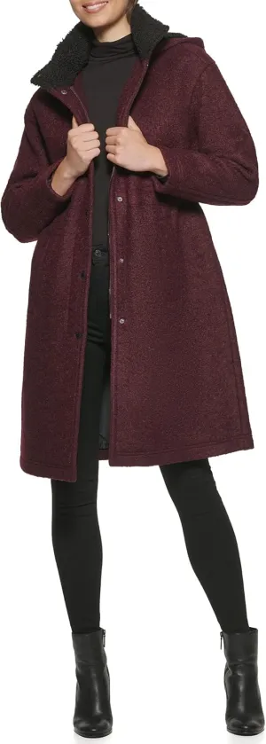 Kenneth Cole Women's Full Length Maxi Hooded Wool Coat