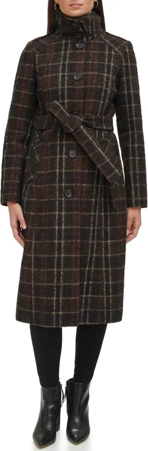 Kenneth Cole Women's Stand Collar Military Coat