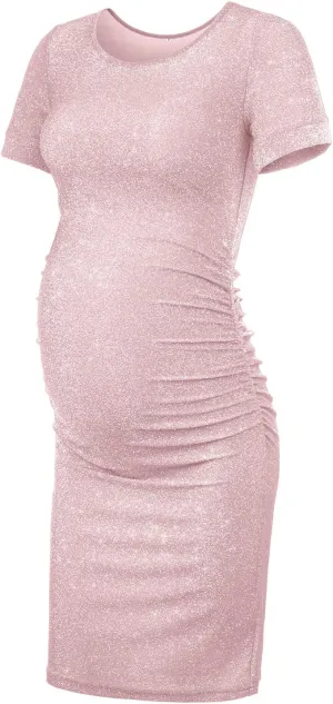 KIM S Glitter Maternity Dress Photoshoot Bodycon Dresses for Baby Shower or Daily Wear