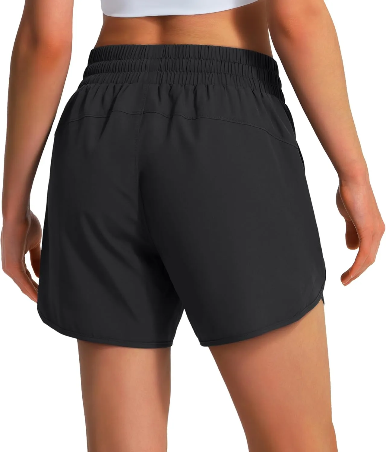 Ksmien Women's 5" Athletic Running Shorts Quick Dry Lightweight Workout Gym Shorts with Zipper Pockets UPF 50 