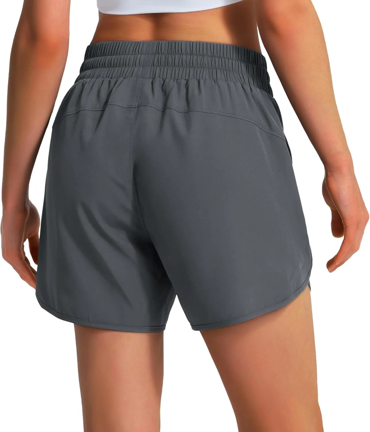 Ksmien Women's 5" Athletic Running Shorts Quick Dry Lightweight Workout Gym Shorts with Zipper Pockets UPF 50 