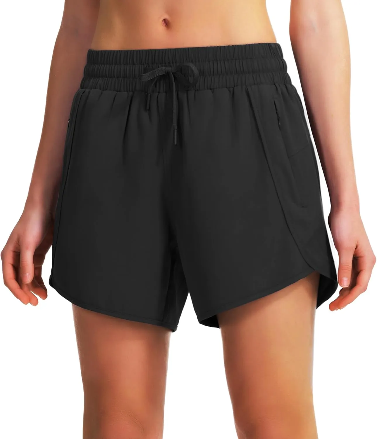 Ksmien Women's 5" Athletic Running Shorts Quick Dry Lightweight Workout Gym Shorts with Zipper Pockets UPF 50 