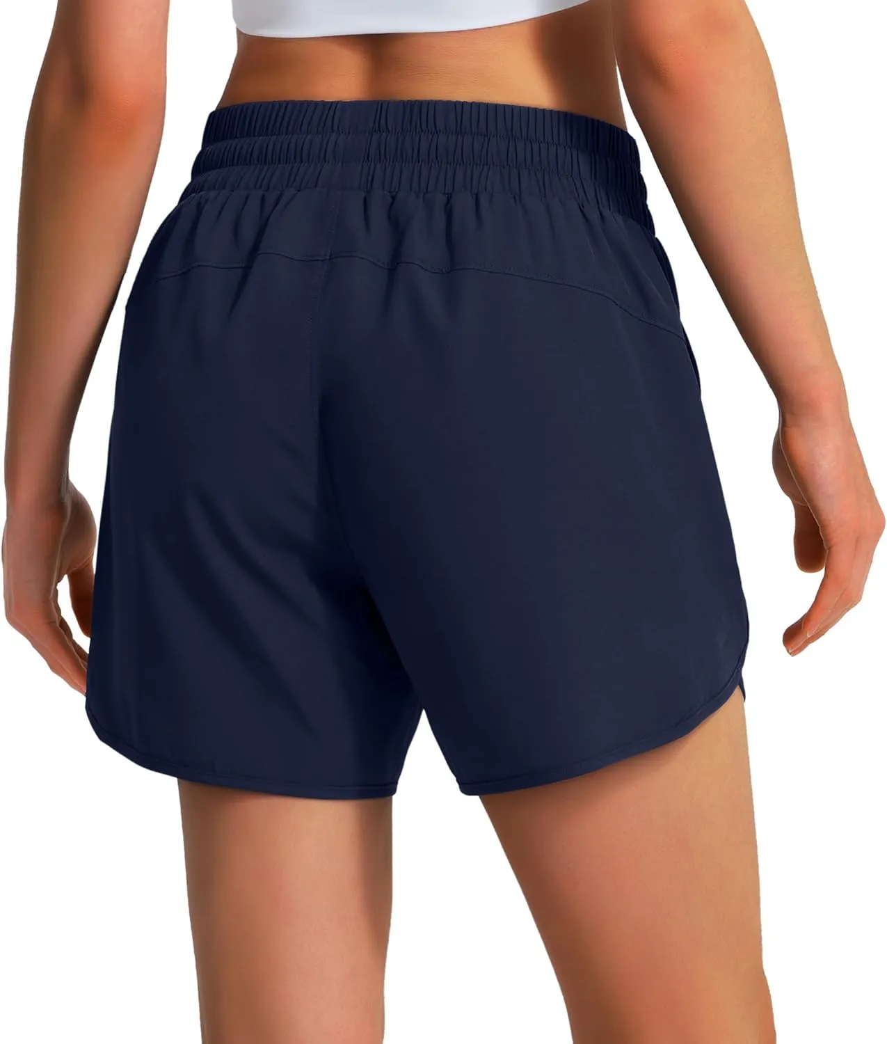 Ksmien Women's 5" Athletic Running Shorts Quick Dry Lightweight Workout Gym Shorts with Zipper Pockets UPF 50 
