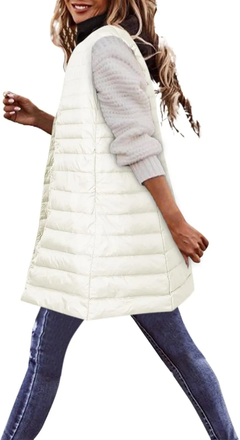LCMTWX Black Vest Women Puffer Vest With Hood Sleeveless Warm Down Coat With Pockets Quilted Vest Down Plus Size Winter