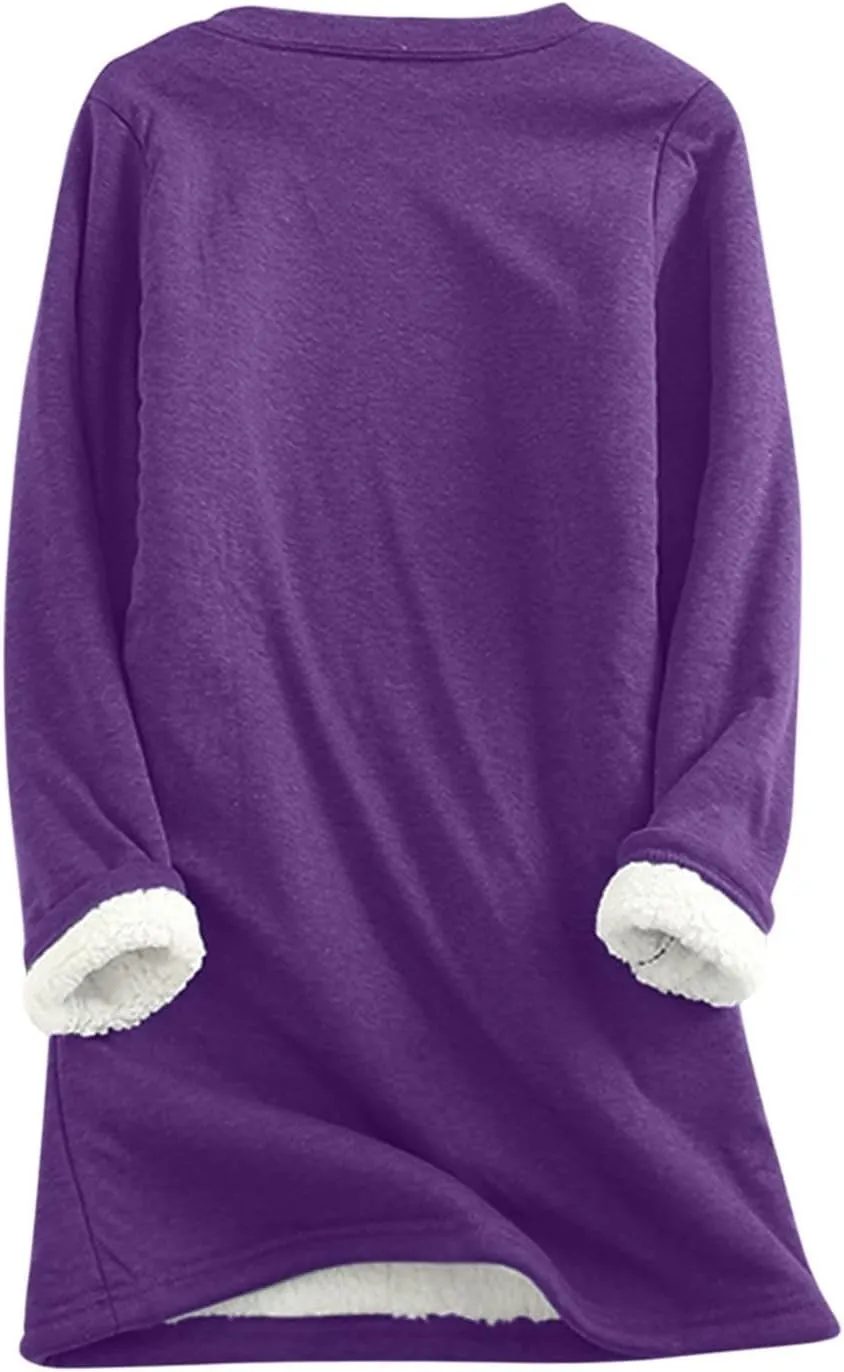 LCMTWX Winter Coats for Women Thick Fleece Sweatshirt Winter Round Neck Warm Soft Fashion Color Block Patchwork Cardigan