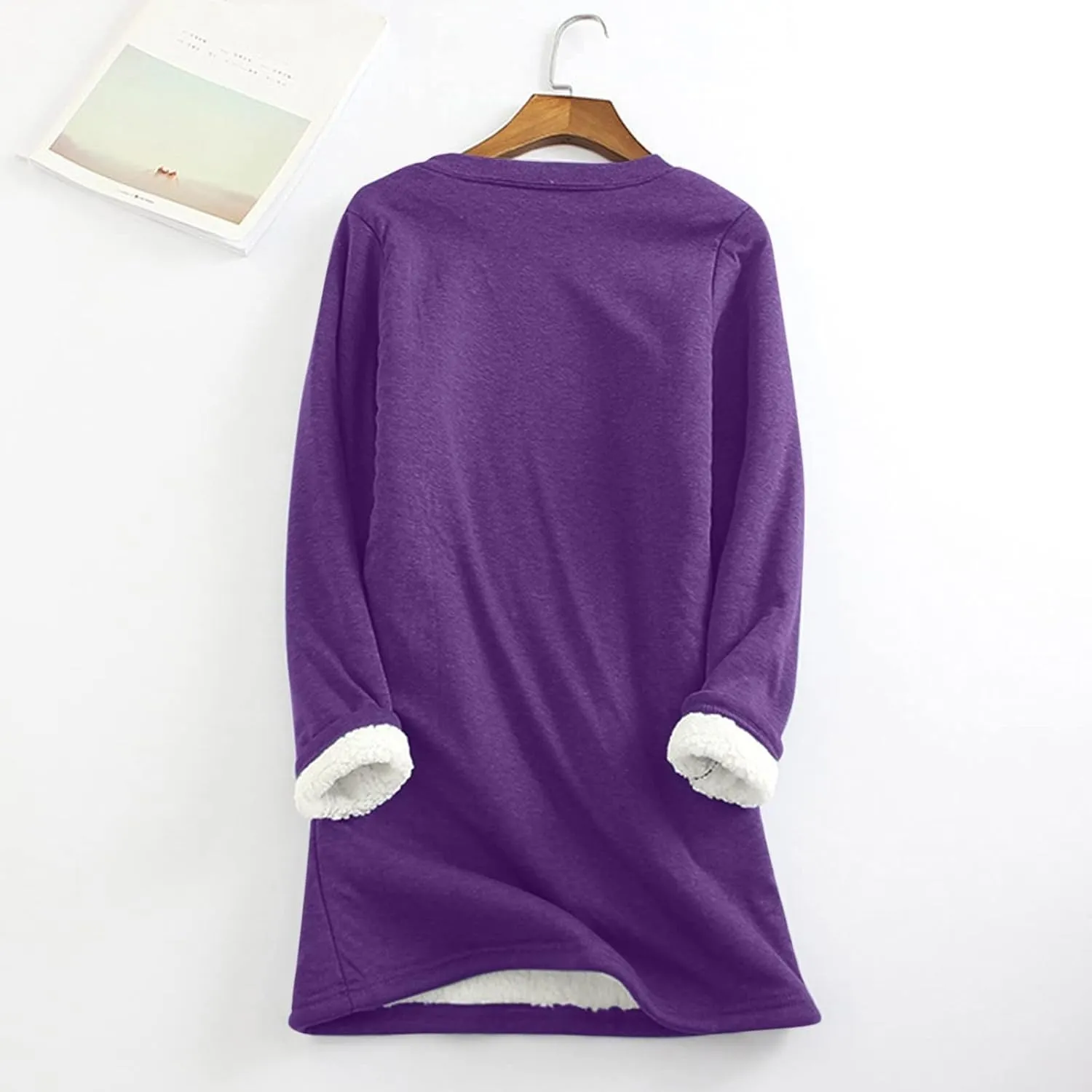 LCMTWX Winter Coats for Women Thick Fleece Sweatshirt Winter Round Neck Warm Soft Fashion Color Block Patchwork Cardigan