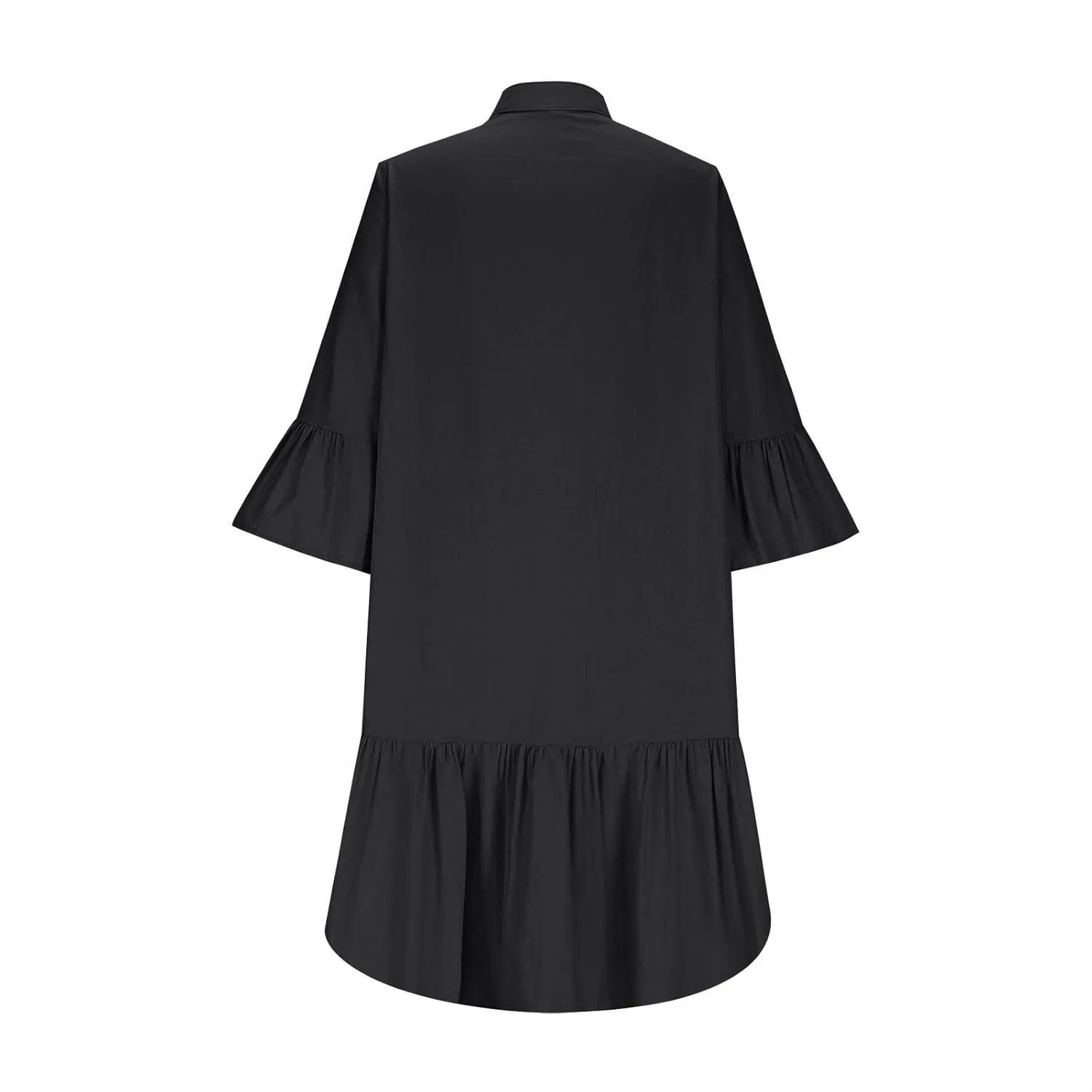 Lmdudan 2025 Women Summer Button Down Shirt Dress Casual Ruffle Sleeve Shift Mini Dresses Vacation Boho Dresses with Pockets