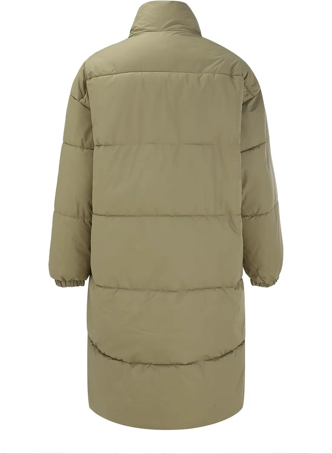 Long Down Coats for Women Winter Warm Full Zip Puffer Jacket Hooded Length Quilted Coat Windproof Oversized Outerwear