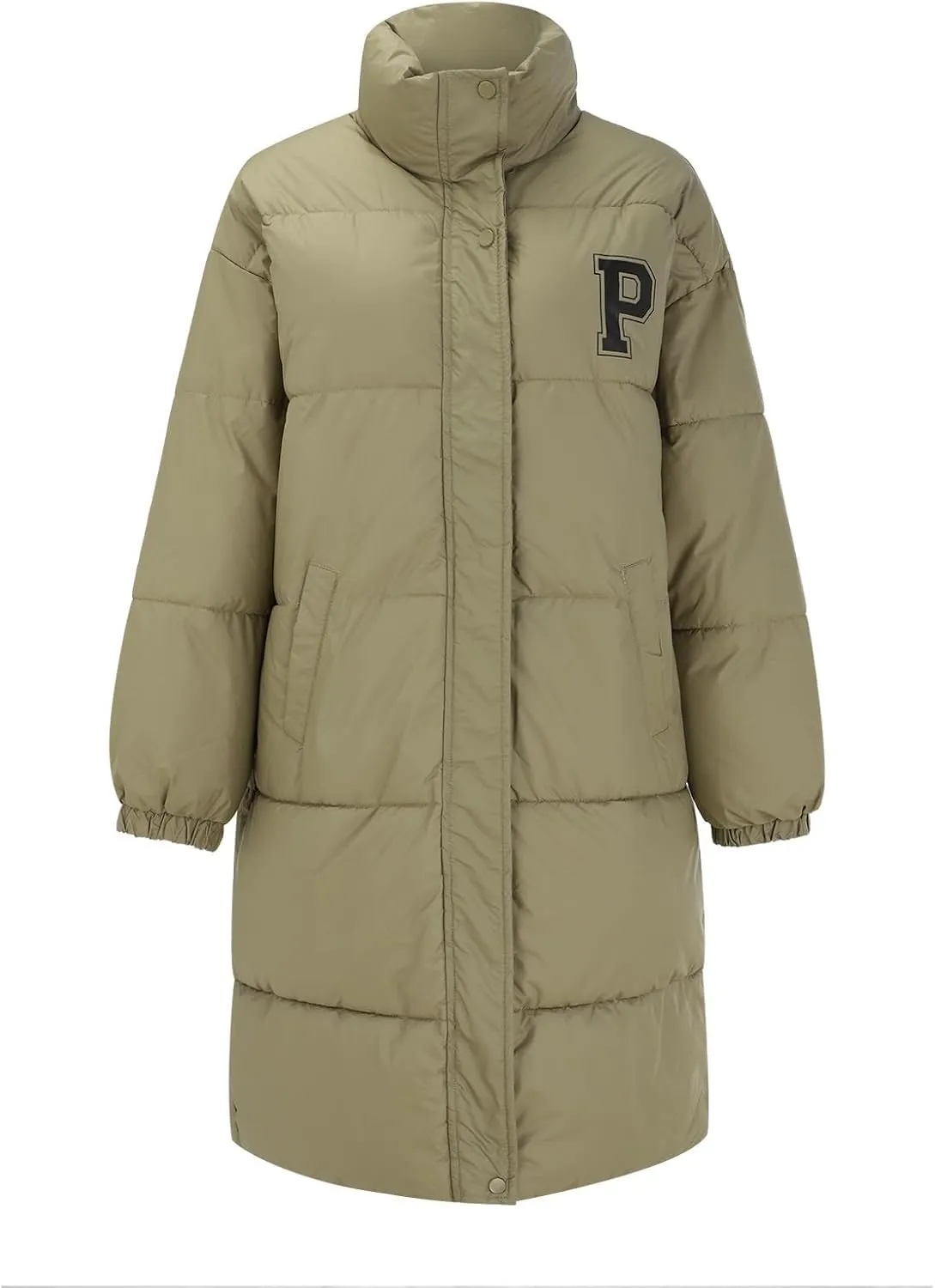 Long Down Coats for Women Winter Warm Full Zip Puffer Jacket Hooded Length Quilted Coat Windproof Oversized Outerwear