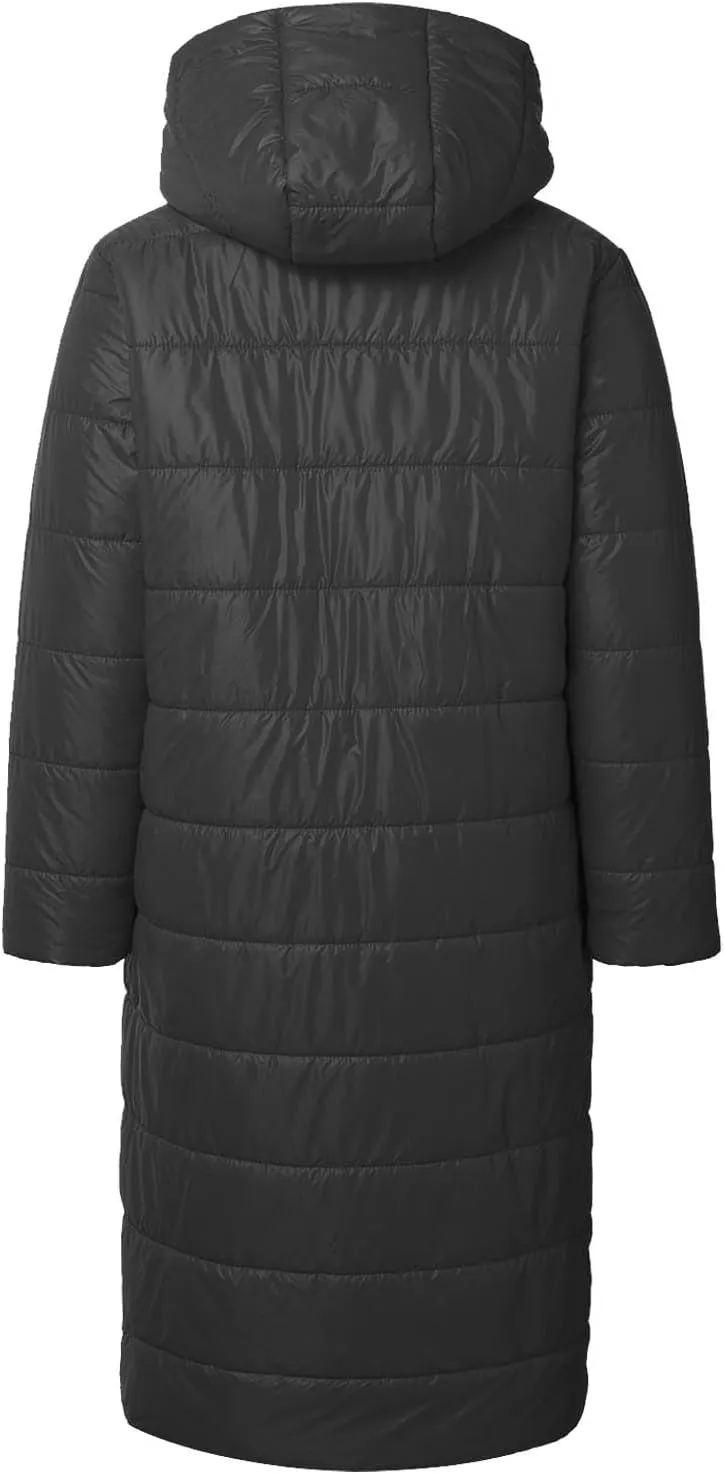 Long Puffer Coat Women Plus Size Loose Lightweight Warm Down Jacket Casual Solid Full Zip Winter Quilted Jacket for Women