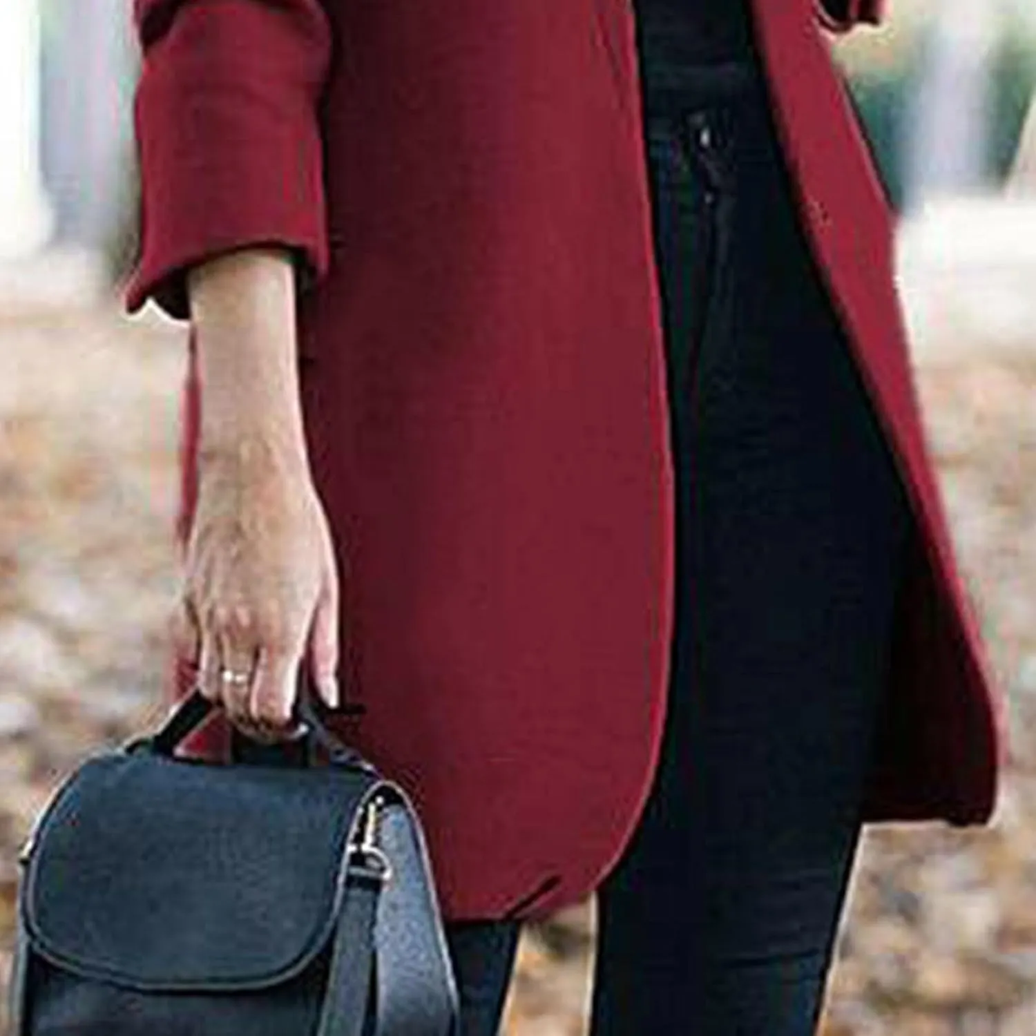 Maiyifu-GJ Womens Stand Collar Wool Blend Coats Casual Warm Open Front Cardigan Trench Overcoat Mid Long Slim Fit Jackets
