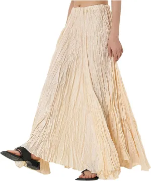 Maxi Long Skirts for Womens Girls Summer Holiday Loose Bohemian Skirt Elastic Waisted A-Line Flowy Swing One Size Skirts
