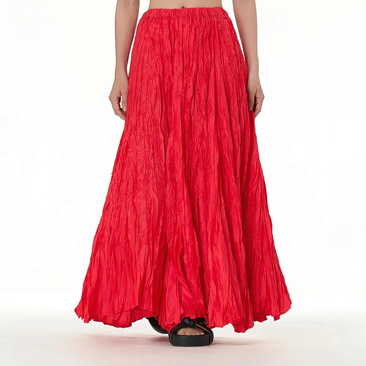 Maxi Long Skirts for Womens Girls Summer Holiday Loose Bohemian Skirt Elastic Waisted A-Line Flowy Swing One Size Skirts
