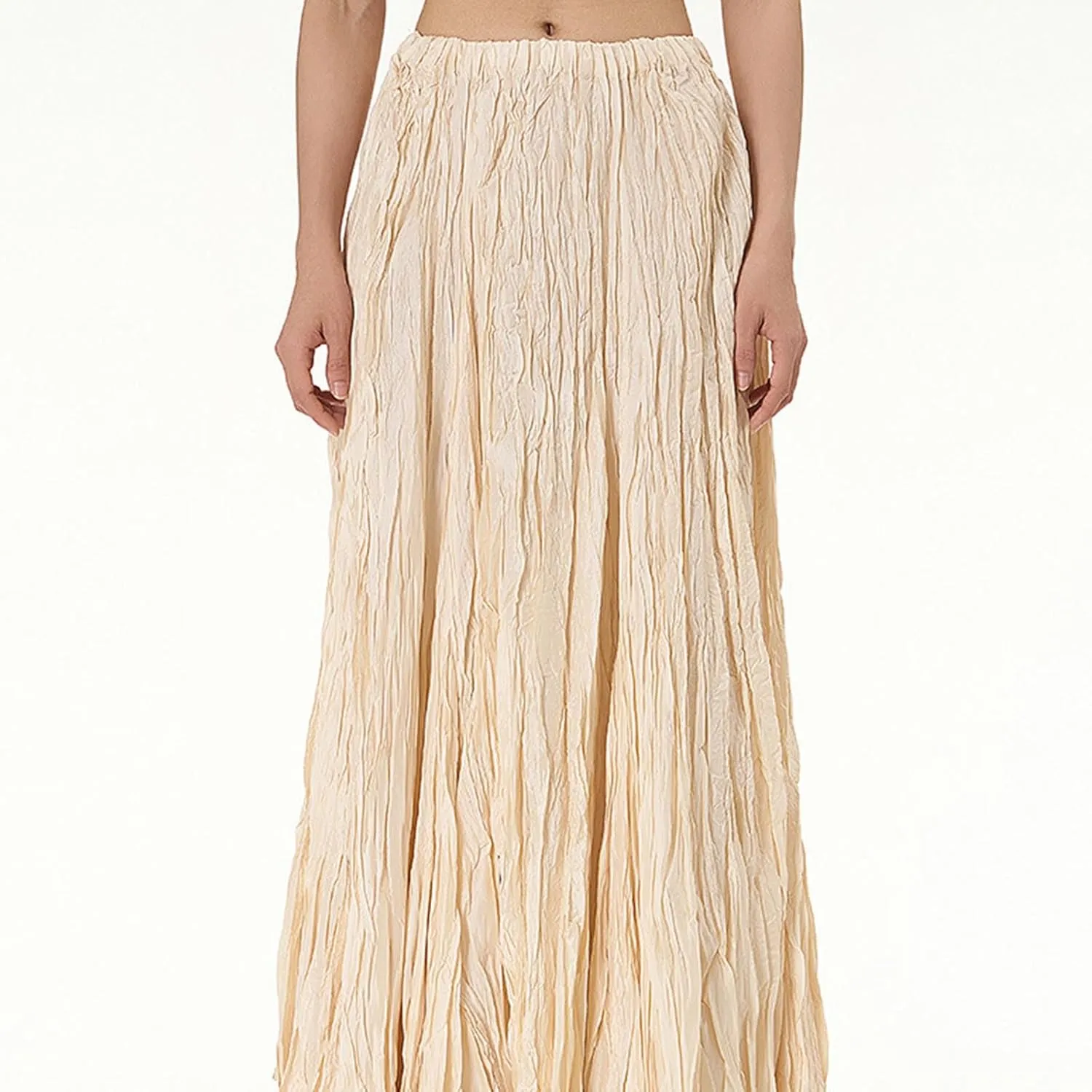Maxi Long Skirts for Womens Girls Summer Holiday Loose Bohemian Skirt Elastic Waisted A-Line Flowy Swing One Size Skirts