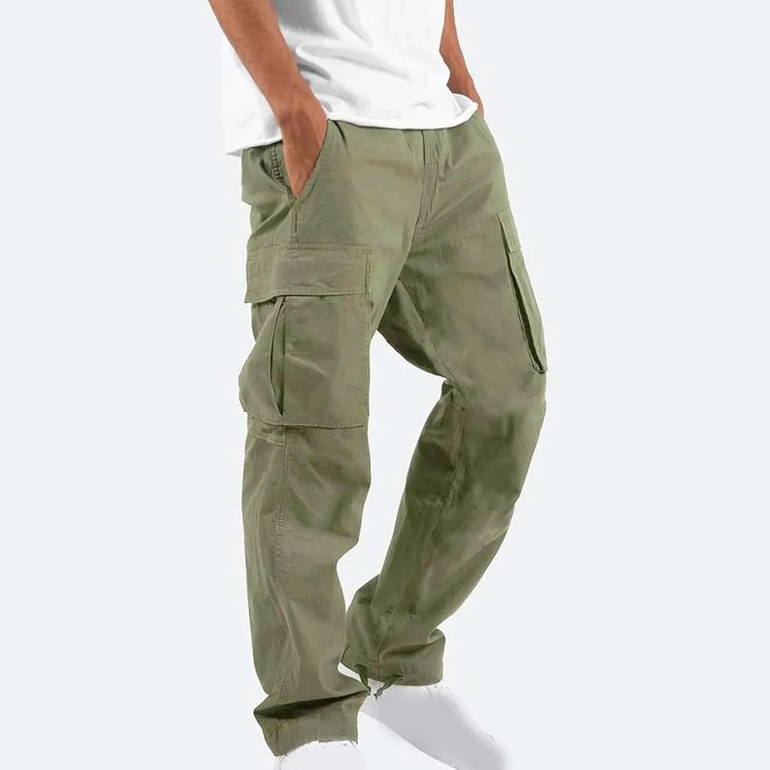 Men Outdoor Cargo Pant Lightweight Tactical Pant Hiking Jogger Multi Pockets Athletic Pants Running Workout Pants