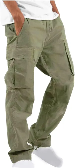 Men Outdoor Cargo Pant Lightweight Tactical Pant Hiking Jogger Multi Pockets Athletic Pants Running Workout Pants