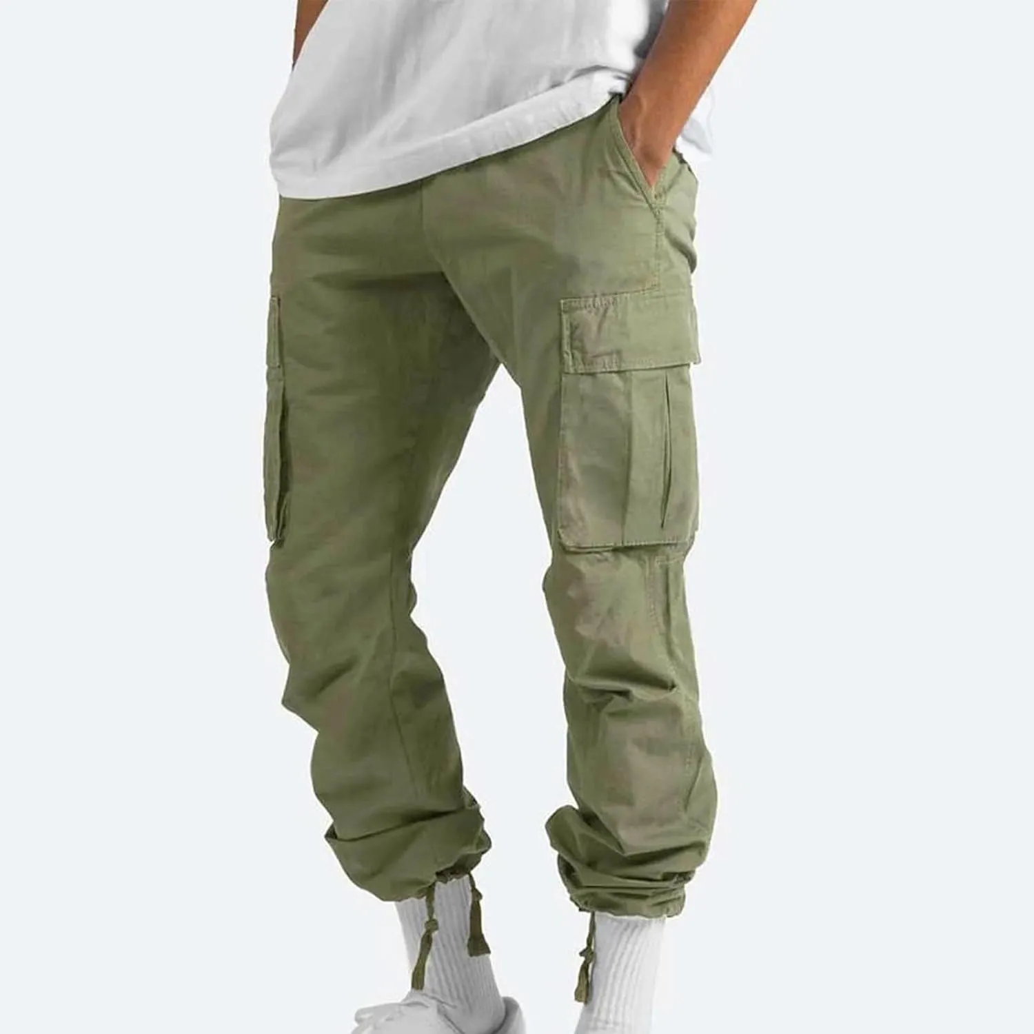 Men Outdoor Cargo Pant Lightweight Tactical Pant Hiking Jogger Multi Pockets Athletic Pants Running Workout Pants