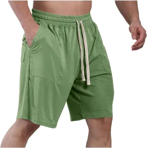 Mens Athletic Shorts Quick Dry Casual Plain Short Pant Polyester Drawstring Elastic Waist Mens Gym Gifts Fitness