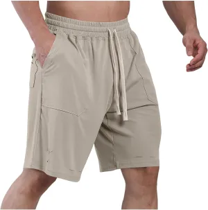 Mens Athletic Shorts Quick Dry Casual Plain Short Pant Polyester Drawstring Elastic Waist Mens Gym Gifts Fitness