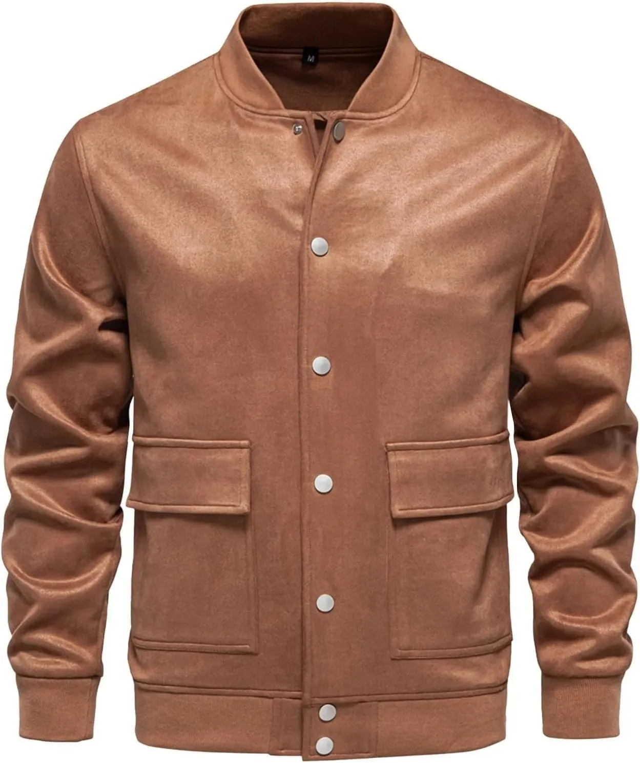 Mens Bomber Jacket Button Down Jackets Long Sleeve Baseball Varsity Jacket Casual Jackets with Pockets