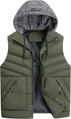 Mens Coats and Jackets Stylish Sleeveless Vest Jacket Coat Outwear Tops Drawstring Hooded Vest Jackets