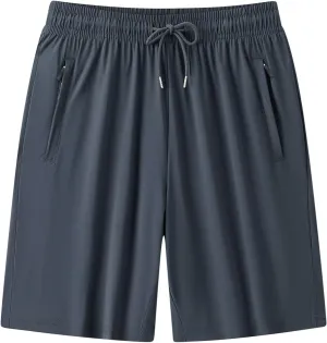 Mens Gym Shorts with Zipper Pockets Quick Dry Running Athletic Workout Gear Big & Tall Active Wear Sports and Outdoors