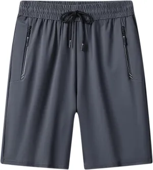 Mens Gym Shorts with Zipper Pockets Quick Dry Running Athletic Workout Gear Big & Tall Active Wear Sports and Outdoors