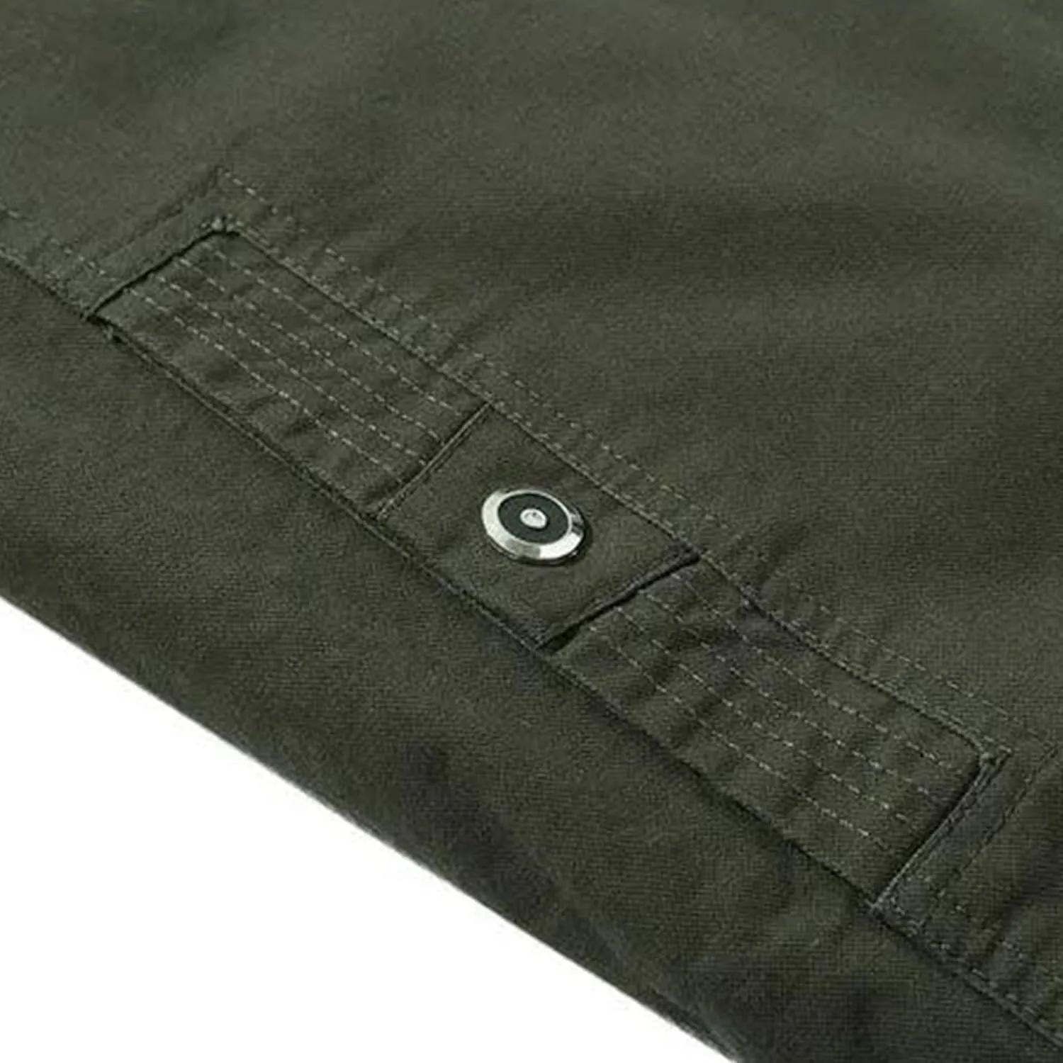 Men's Multi Pockets Cotton Cargo Jackets Zip Front Stand Collar Military Jackets Casual Loose Bomber Jacket