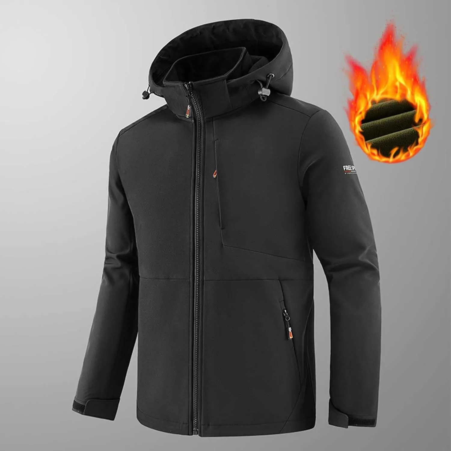 Mens Outdoor Ventures Lightweight Softshell Jackets Fleece Lined Hooded Water Resistant Winter Hiking Windbreaker Jackets