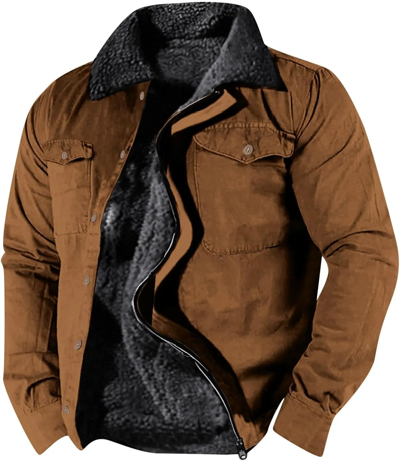 Men's Outdoor Winter Jacket Trucker Hunting Heavyweight Jackets Flannel Shirts Hiking Fishing Travel Coat for Men
