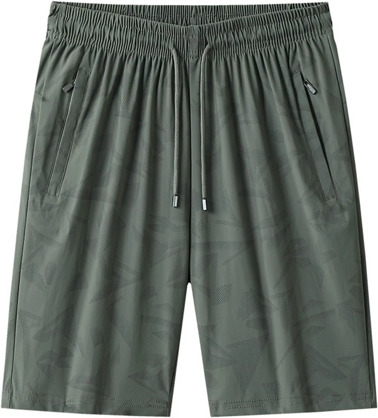 Mens Quick Dry Athletic Shorts with Zipper Pockets Graphic Print Stretch Active Workout Running Sports Training Gear