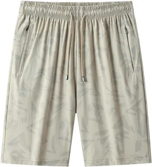 Mens Quick Dry Athletic Shorts with Zipper Pockets Graphic Print Stretch Active Workout Running Sports Training Gear