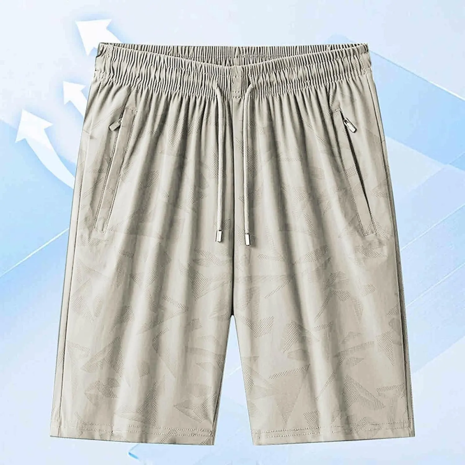 Mens Quick Dry Athletic Shorts with Zipper Pockets Graphic Print Stretch Active Workout Running Sports Training Gear