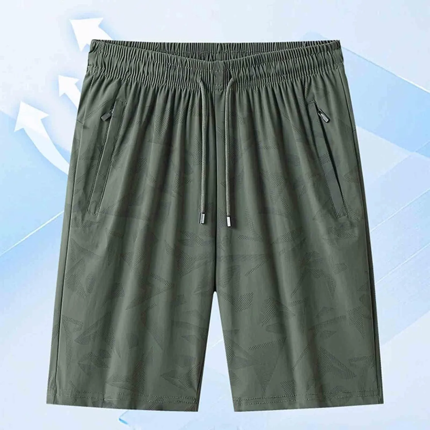 Mens Quick Dry Athletic Shorts with Zipper Pockets Graphic Print Stretch Active Workout Running Sports Training Gear