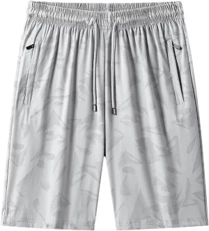 Mens Quick Dry Athletic Shorts with Zipper Pockets Graphic Print Stretch Active Workout Running Sports Training Gear