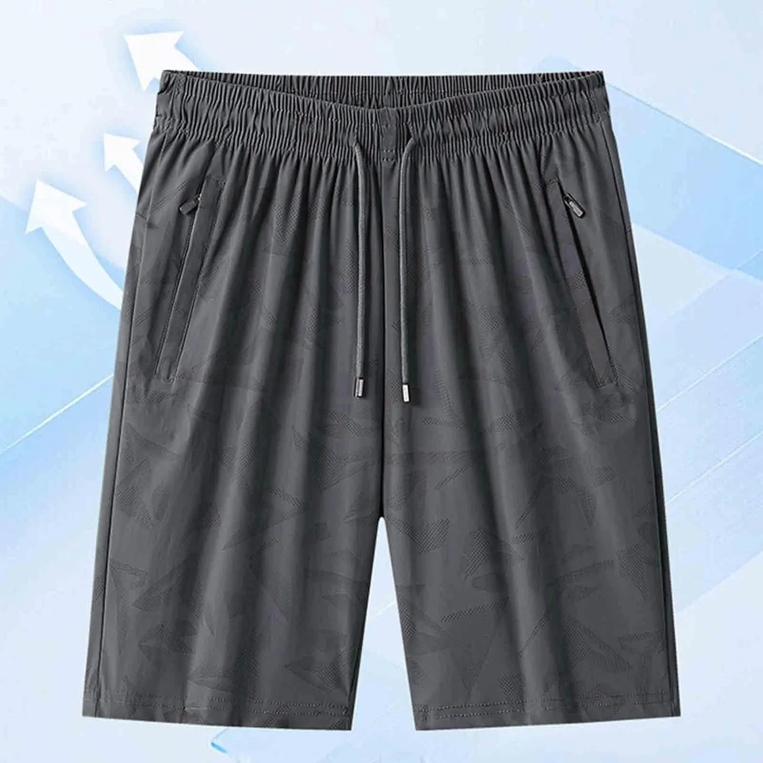 Mens Quick Dry Athletic Shorts with Zipper Pockets Graphic Print Stretch Active Workout Running Sports Training Gear