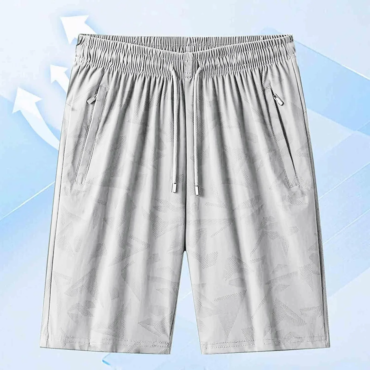 Mens Quick Dry Athletic Shorts with Zipper Pockets Graphic Print Stretch Active Workout Running Sports Training Gear