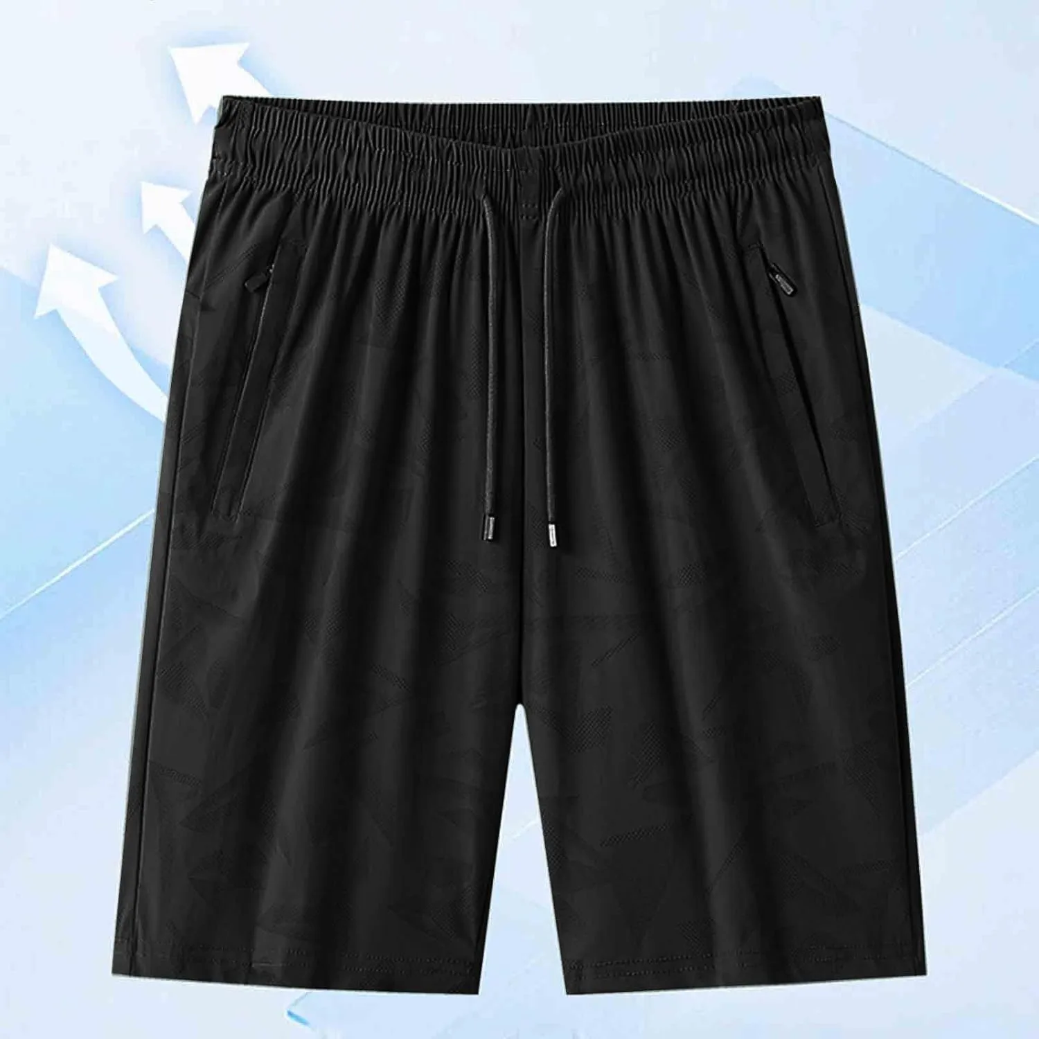 Mens Quick Dry Athletic Shorts with Zipper Pockets Graphic Print Stretch Active Workout Running Sports Training Gear
