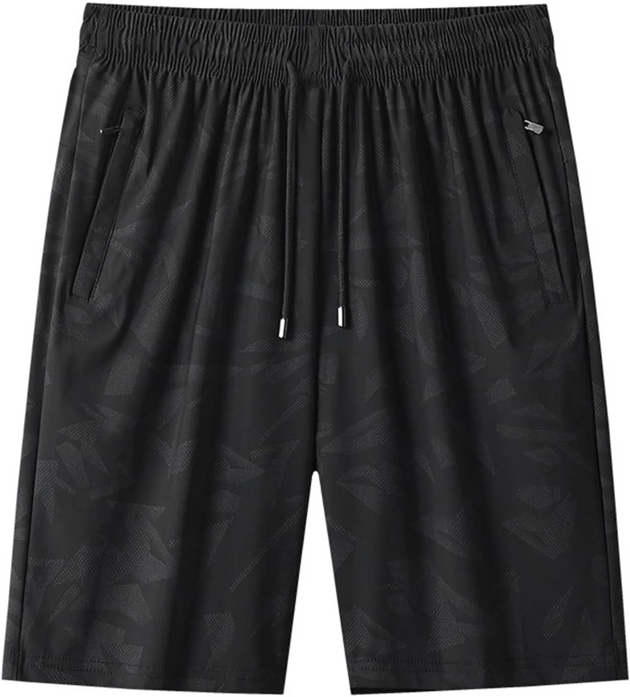 Mens Quick Dry Athletic Shorts with Zipper Pockets Graphic Print Stretch Active Workout Running Sports Training Gear