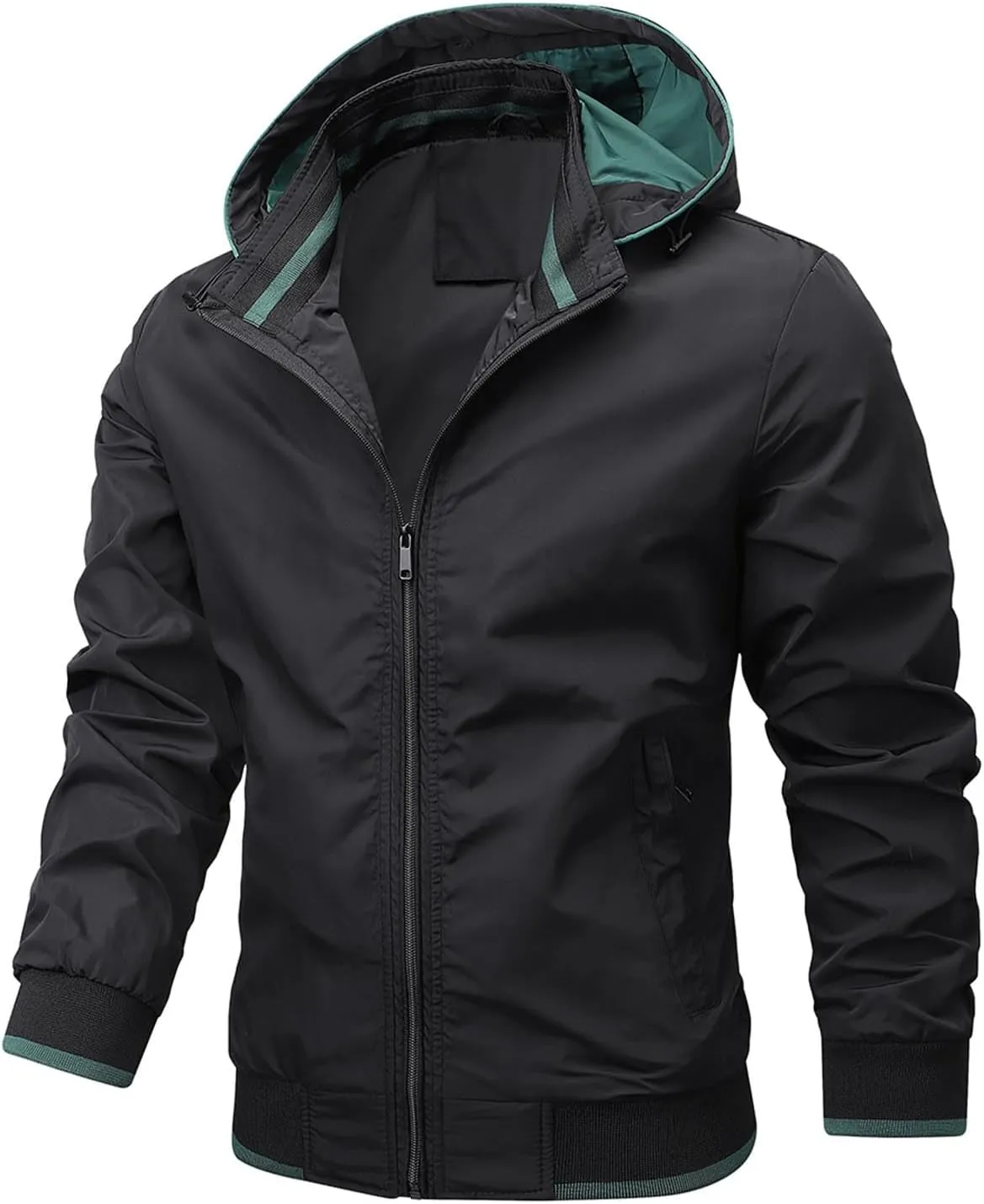 Mens Rain Jackets Waterproof with Hood Mens Windbreaker Jackets Lightweight Winter Coats for Hiking Fishing