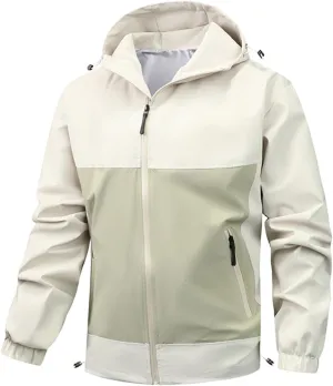 Mens Rain Jackets Waterproof with Hood Outdoor Hiking Raincoats Lightweight Slim Fit Softshell Windbreakers Jackets