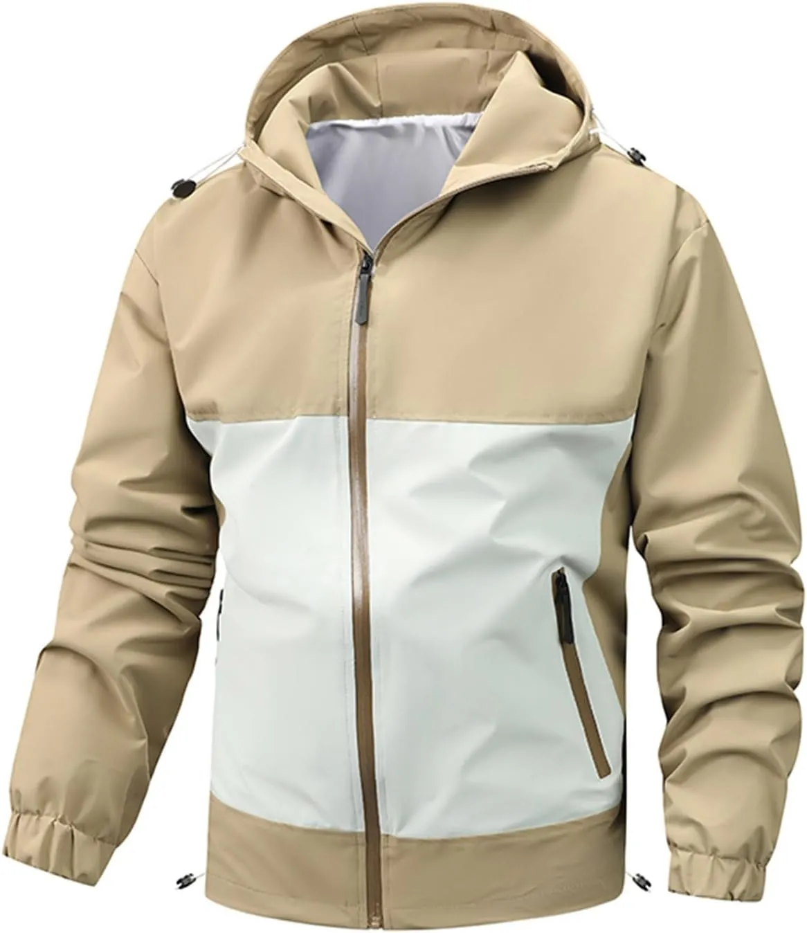 Mens Rain Jackets Waterproof with Hood Outdoor Hiking Raincoats Lightweight Slim Fit Softshell Windbreakers Jackets
