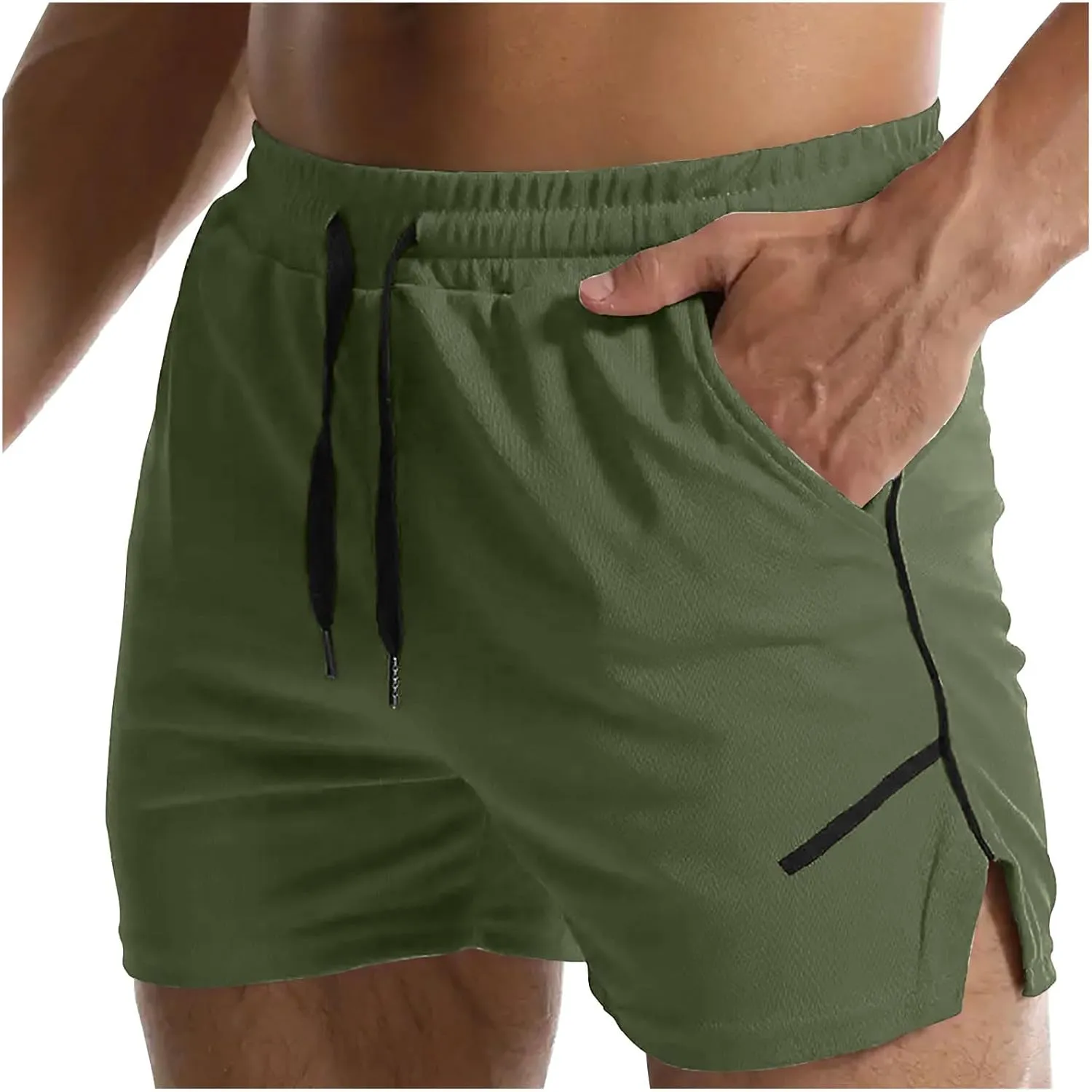 Men's Running Athletic Shorts Split Workout Gym Tennis Shorts Quick Dry Lightweight Active Shorts Loose Pocket Shorts