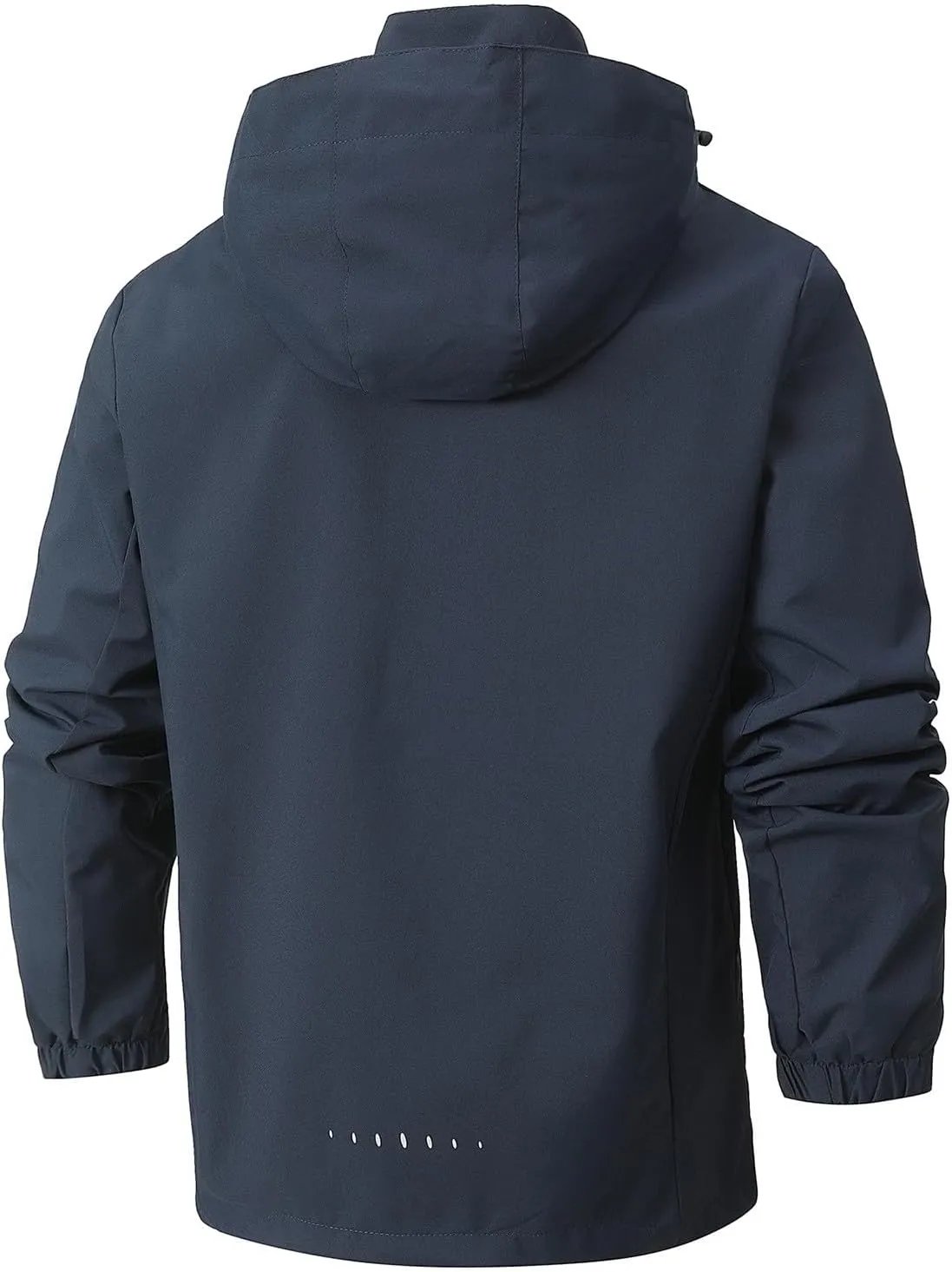 Men's Solid Waterproof Drawstring Windproof Trendy Zipper With Pocket Hooded Jacket 2024 Long Sleeve Shell Jacket
