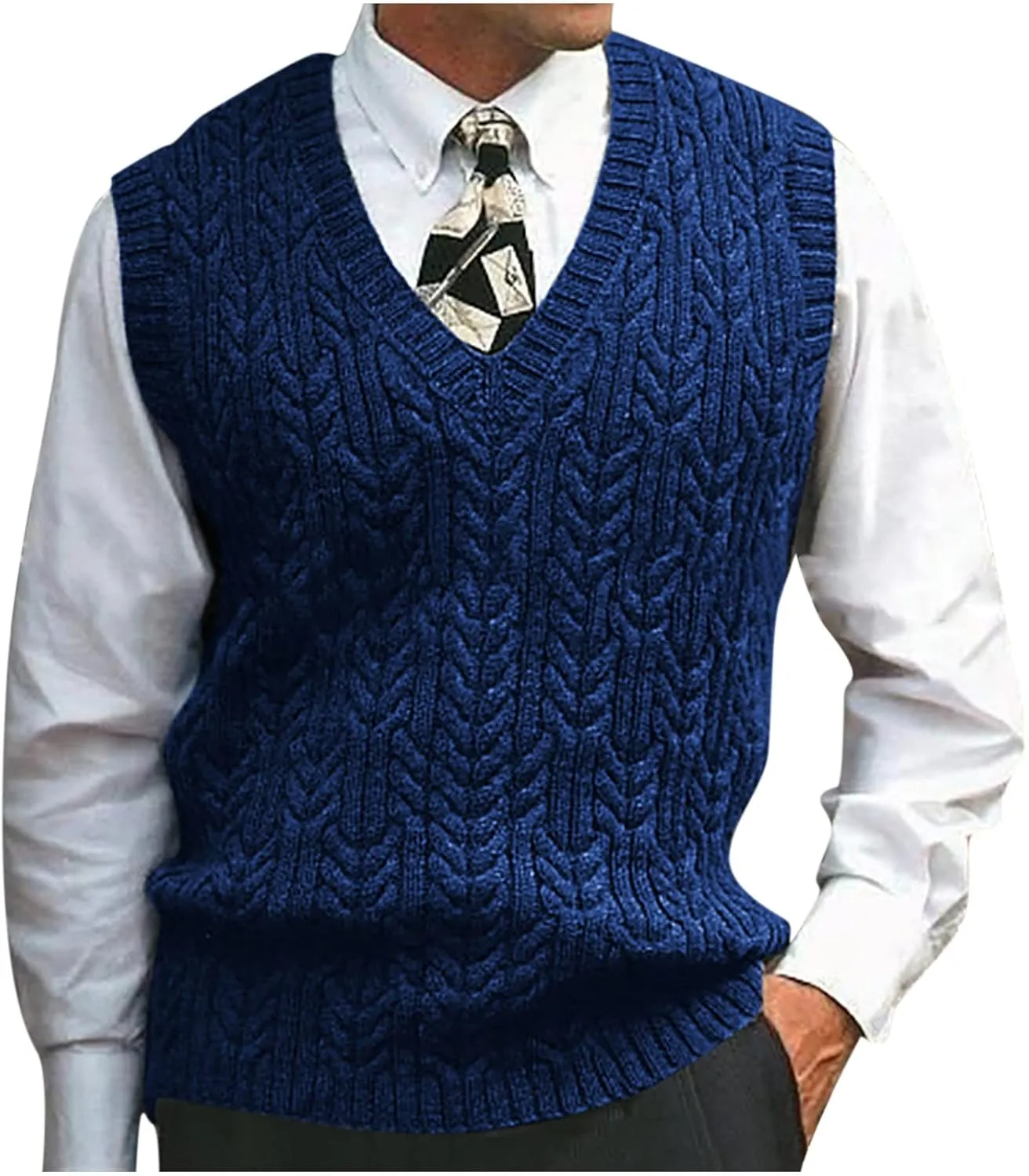 Men's Sweater Vest Cardigan Vintage Pullover Spring Autumn Knit Vests Sleeveless V-Neck Slim Fit Knitwear