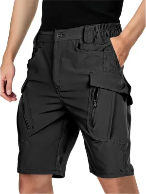 Men's Tactical Cargo Shorts Quick Dry Outdoor Stretch Hiking Shorts Breathable Elastic Waist Pant with Multi Pockets